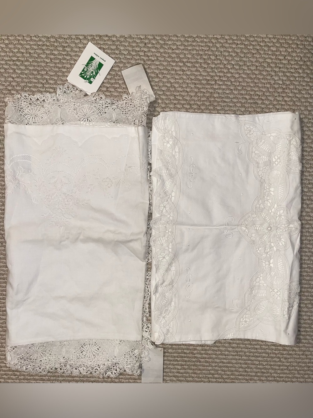 New Paper White King Size Hand Embroidery White Pillow Sham Case set of 2